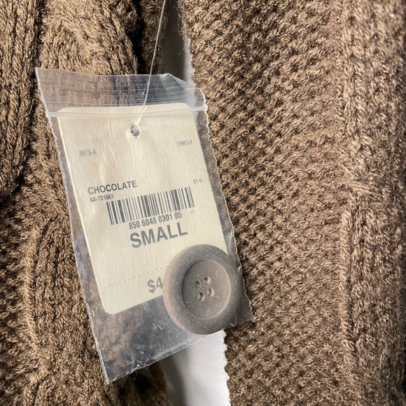 NWT St John’s Bay Chocolate Brown Button Down Cardigan w Belt Size Small - Picture 7 of 9
